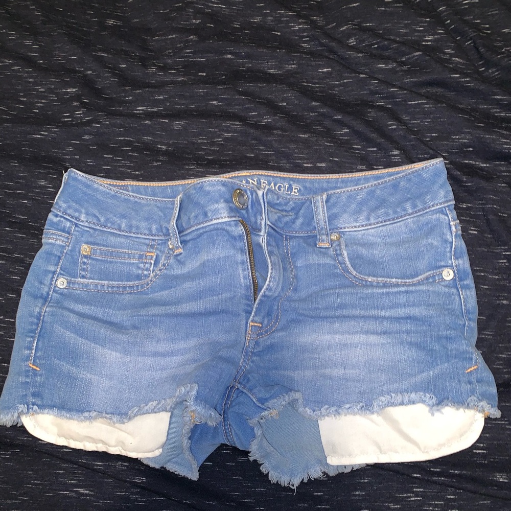 AE shortie shorts, frilled at bottom